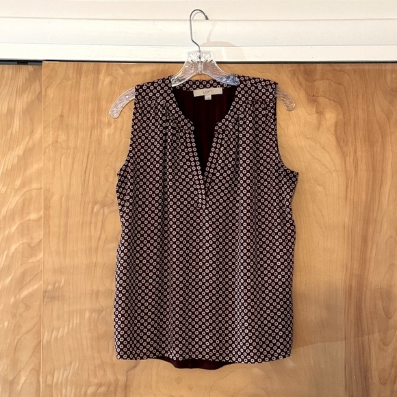 LOFT mixed media sleeveless blouse - Picture 1 of 3